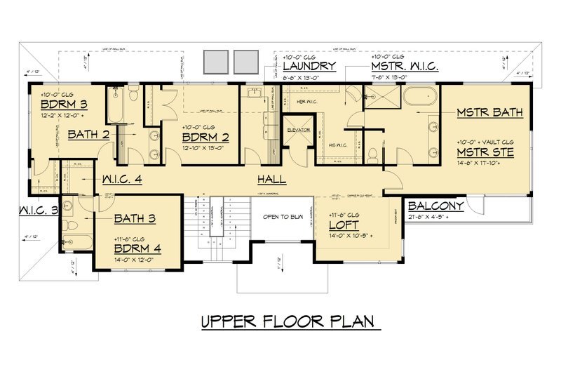 Architectural House Design - Floor Plan - Upper Floor for Modern House Plan #1066-309 - 5 bed, 4.5 bath