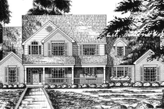 Exterior - Front Elevation for Country House Plan #40-225 - 4 bed, 3 bath