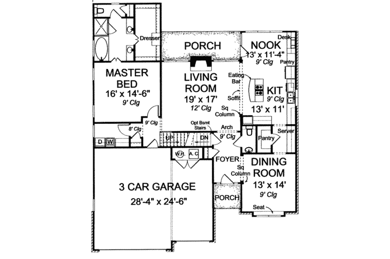 House Plan Design - Floor Plan - Main Floor 1 for European House Plan #20-1838 - 3 bed, 3 bath