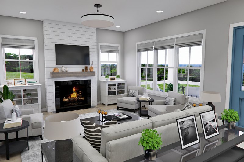 House Design - Interior - Family Room 1 for Farmhouse House Plan #51-1273 - 4 bed, 3.5 bath