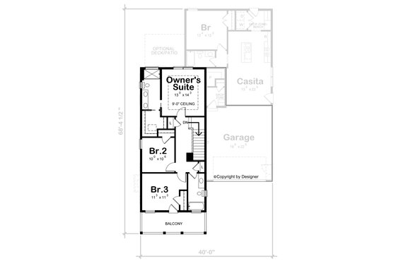 Floor Plan - Upper Floor for Beach House Plan #20-2426 - 4 bed, 3.5 bath