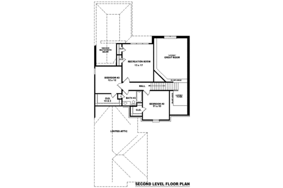Floor Plan - Upper Floor for European House Plan #81-998 - 3 bed, 3 bath