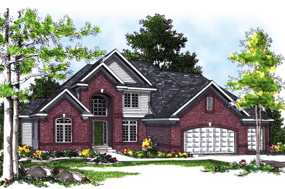 Exterior - Front Elevation for Traditional House Plan #70-455 - 4 bed, 2.5 bath