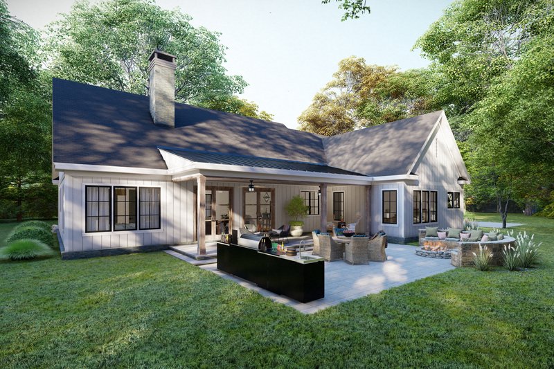 Dream House Plan - Exterior - Rear Elevation 1 for Farmhouse House Plan #1094-12 - 3 bed, 2 bath