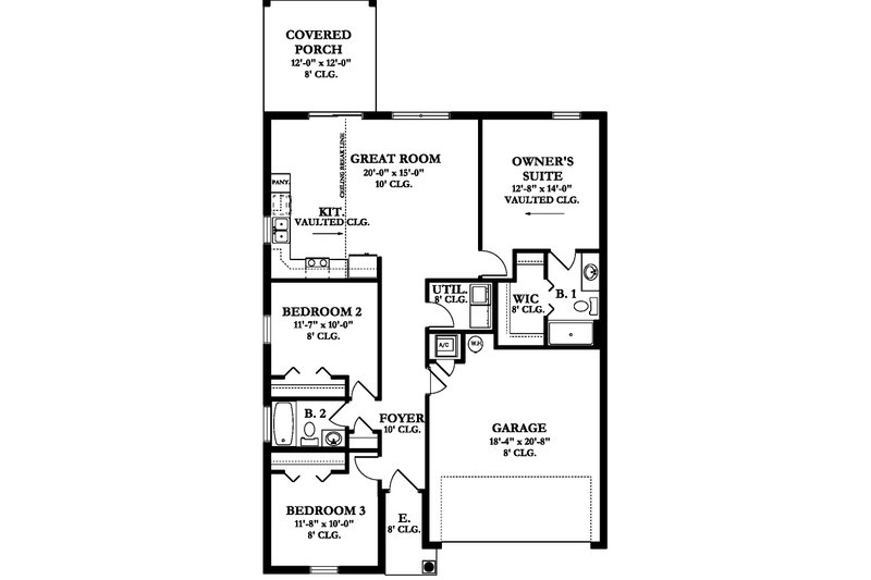 Dream House Plan - Floor Plan - Main Floor for Ranch House Plan #1058-209 - 3 bed, 2 bath