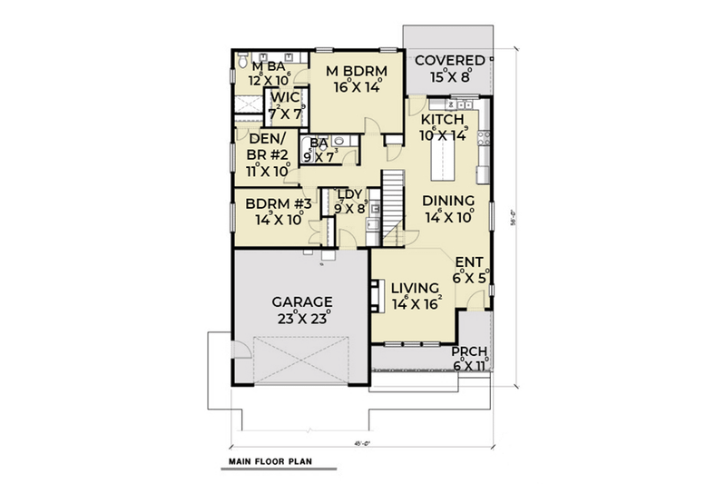 Home Plan - Floor Plan - Main Floor for Craftsman House Plan #1070-20 - 4 bed, 3 bath