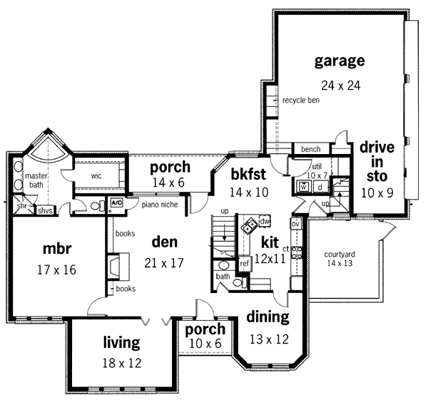 Architectural House Design - European Floor Plan - Main Floor Plan #45-209