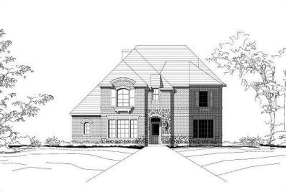 Exterior - Front Elevation for European House Plan #411-438 - 4 bed, 3.5 bath