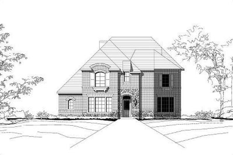 Exterior - Front Elevation 2 for European House Plan #411-438 - 4 bed, 3.5 bath