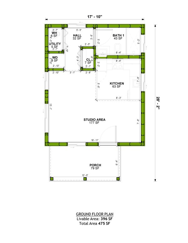 House Plan Design - Floor Plan - Main Floor for Modern House Plan #1106-161, 1 bath