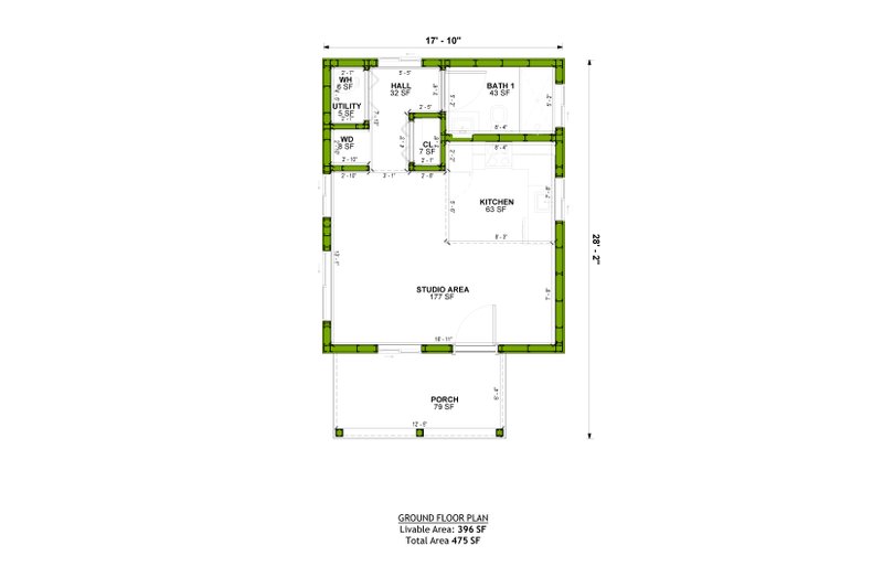 House Plan Design - Floor Plan - Main Floor for Modern House Plan #1106-161, 1 bath
