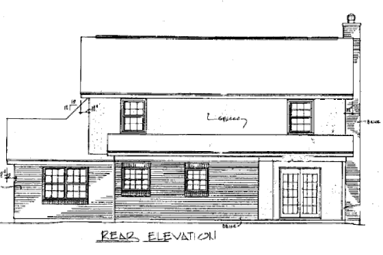 Exterior - Rear Elevation for Traditional House Plan #14-216 - 4 bed, 2.5 bath