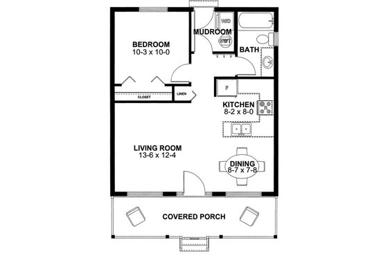 Floor Plan - Main Floor for Cabin House Plan #126-149 - 1 bed, 1 bath