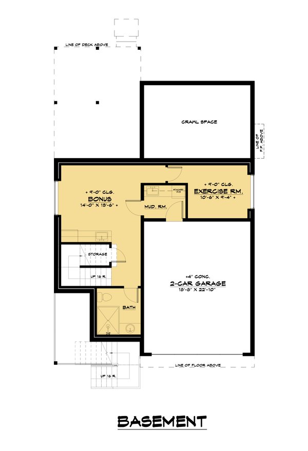 Contemporary Floor Plan - Lower Floor Plan #1066-183