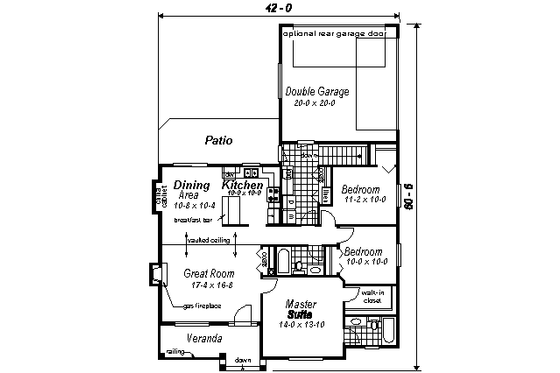 Floor Plan - Main Floor for Traditional House Plan #18-1037 - 3 bed, 2 bath
