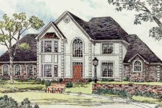 Exterior - Front Elevation for European House Plan #16-232 - 4 bed, 3.5 bath
