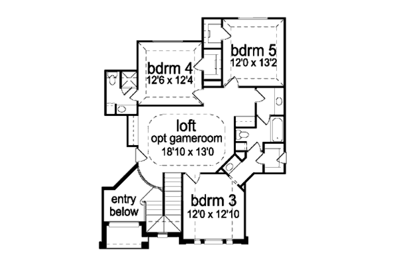 Home Plan - Floor Plan - Upper Floor for Traditional House Plan #84-418 - 5 bed, 4 bath