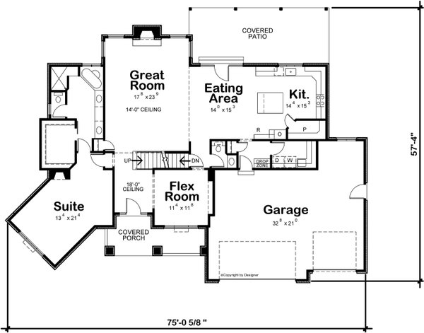 Architectural House Design - Traditional Floor Plan - Main Floor Plan #20-2520