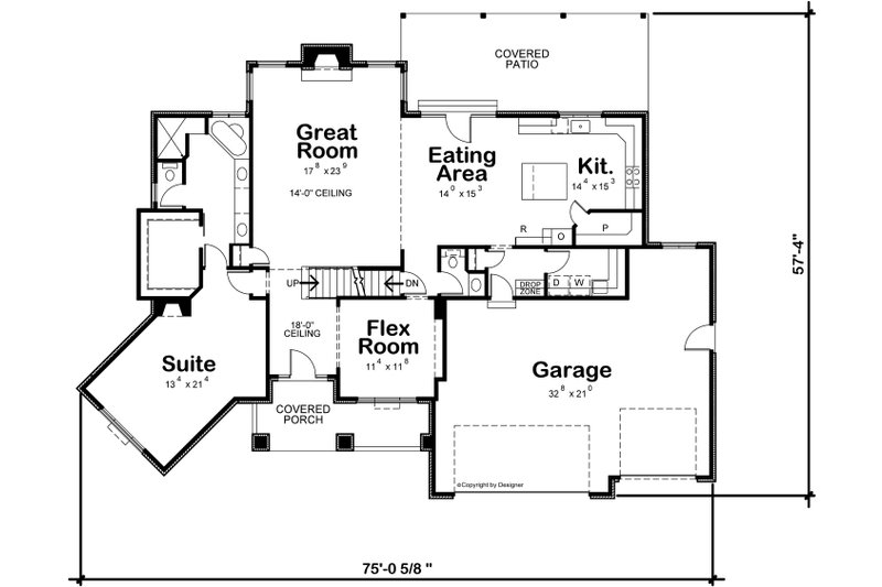 Dream House Plan - Floor Plan - Main Floor for Traditional House Plan #20-2520 - 4 bed, 2.5 bath