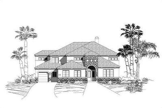 Exterior - Front Elevation for European House Plan #411-706 - 5 bed, 4 bath