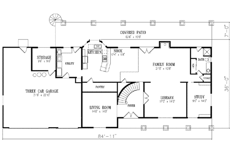 House Blueprint - Floor Plan - Main Floor for Country House Plan #1-853 - 5 bed, 4 bath