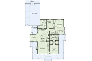 Country style house plan, main level floor plan