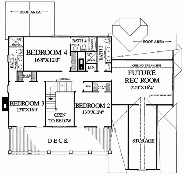 Southern Floor Plan - Upper Floor Plan #137-174