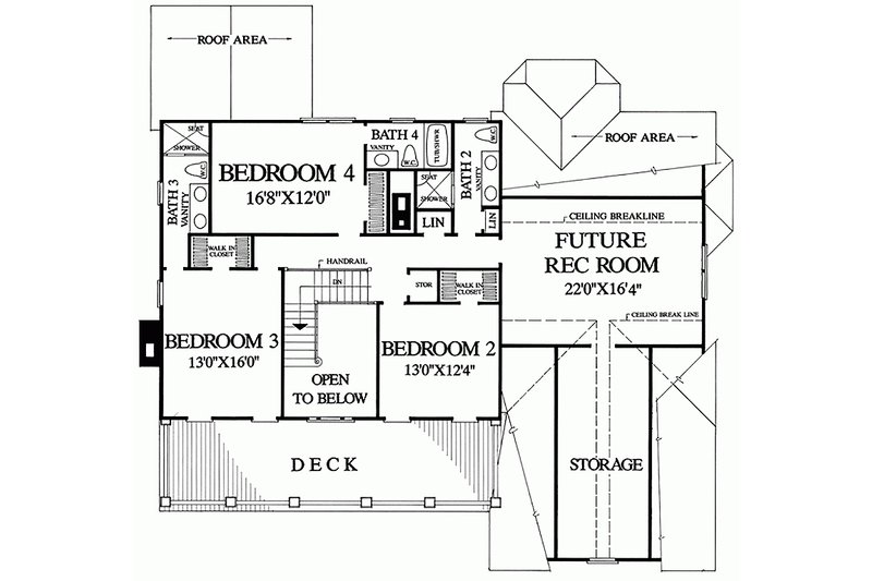 Home Plan - Floor Plan - Upper Floor for Southern House Plan #137-174 - 4 bed, 4 bath
