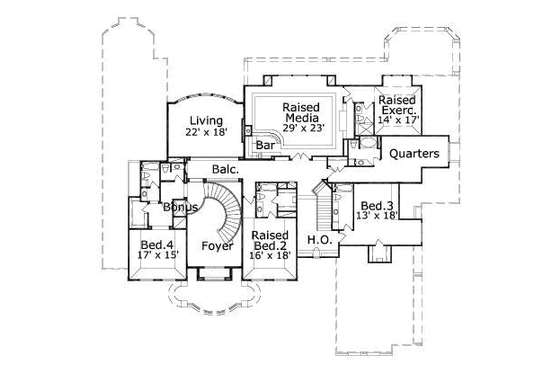 Floor Plan - Upper Floor for Traditional House Plan #411-138 - 5 bed, 7.5 bath