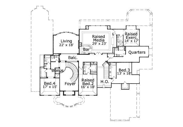 Traditional Floor Plan - Upper Floor Plan #411-138