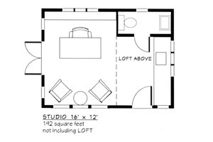 Floor Plan - Main Floor for Colonial House Plan #917-23 - 1 bed, 1 bath