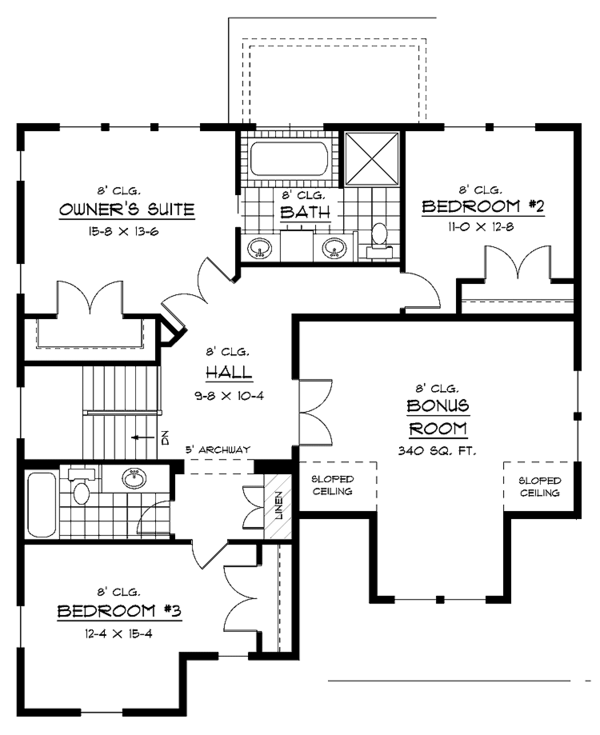 House Design - European Floor Plan - Upper Floor Plan #51-623