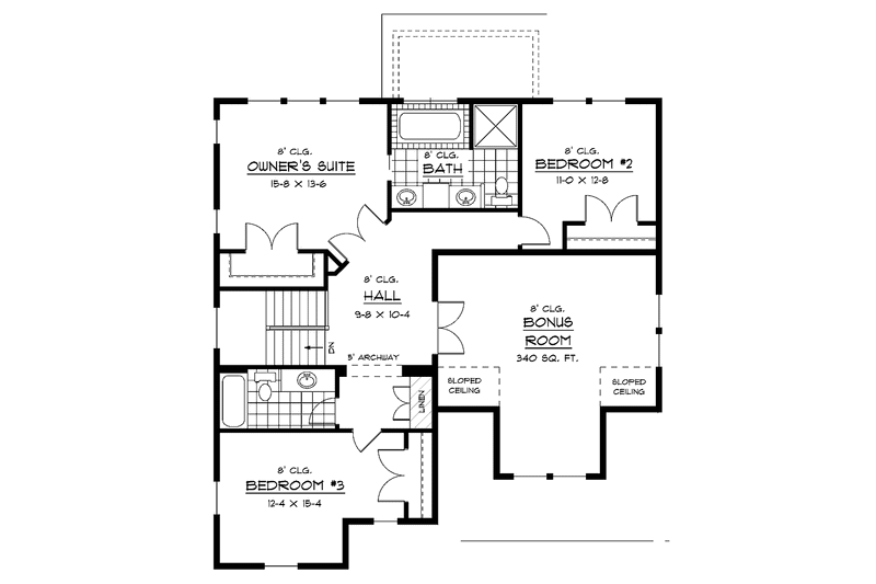 Home Plan - Floor Plan - Upper Floor for European House Plan #51-623 - 3 bed, 2.5 bath