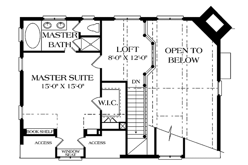 Home Plan - Floor Plan - Upper Floor for Log House Plan #453-475 - 2 bed, 2 bath