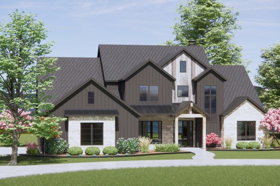 Exterior - Front Elevation 4 for Country House Plan #1096-17 - 4 bed, 4.5 bath