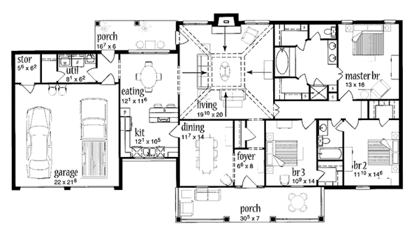 House Plan Design - Classical Floor Plan - Main Floor Plan #36-552