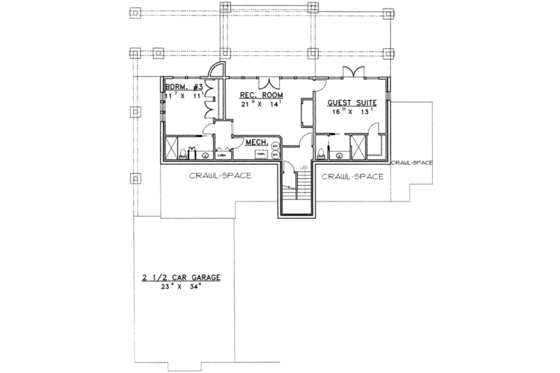 Floor Plan - Lower Floor for Modern House Plan #117-268 - 3 bed, 4 bath