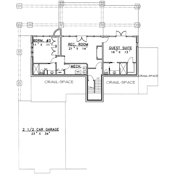 Architectural House Design - Modern Floor Plan - Lower Floor Plan #117-268