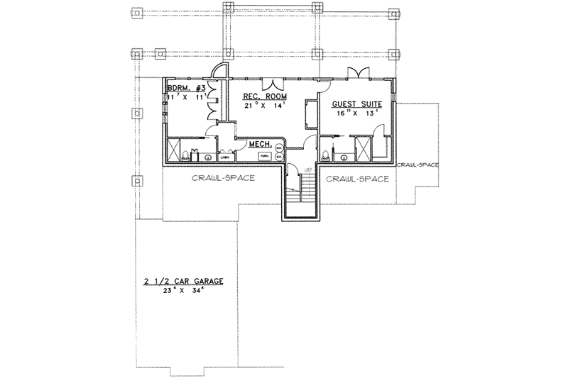 Dream House Plan - Floor Plan - Lower Floor for Modern House Plan #117-268 - 3 bed, 4 bath