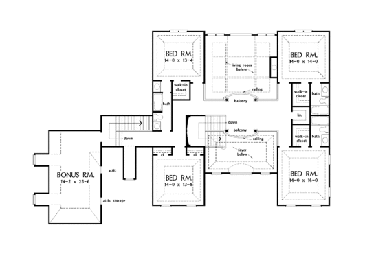 Floor Plan - Upper Floor for European House Plan #929-479 - 5 bed, 4.5 bath