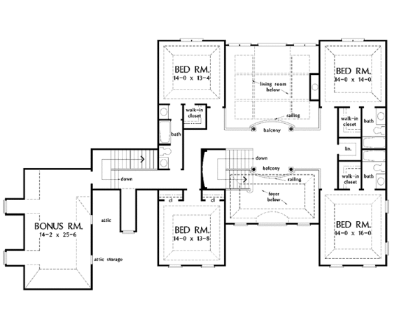 Architectural House Design - European Floor Plan - Upper Floor Plan #929-479