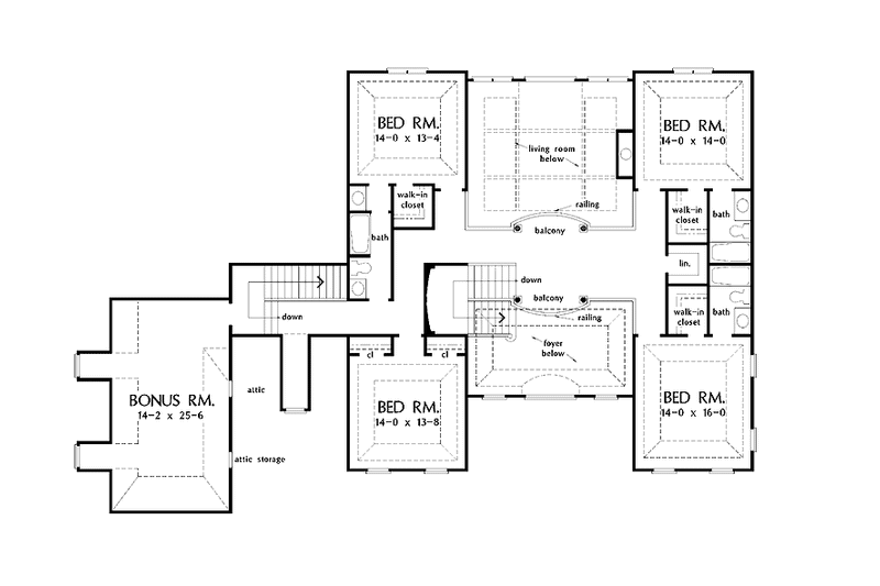 Home Plan - Floor Plan - Upper Floor for European House Plan #929-479 - 5 bed, 4.5 bath