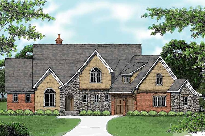 Home Plan - Exterior - Front Elevation 3 for Tudor House Plan #413-900 - 4 bed, 3.5 bath