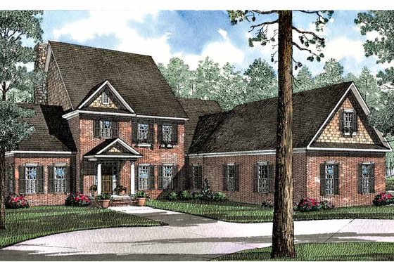 Exterior - Front Elevation 3 for Colonial House Plan #17-3065 - 5 bed, 3.5 bath