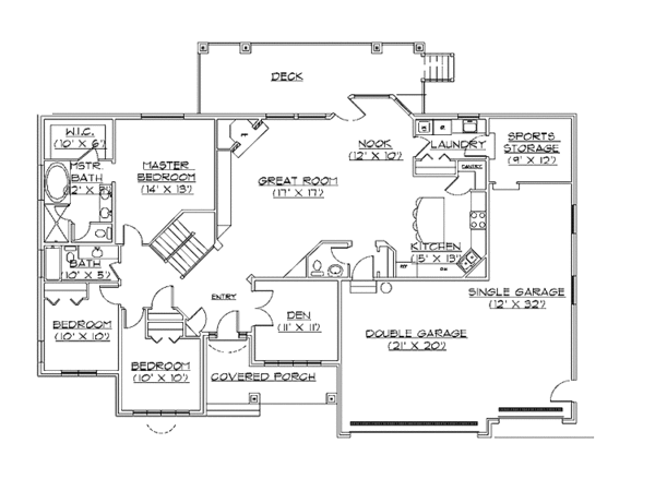 Home Plan - Traditional Floor Plan - Main Floor Plan #945-20