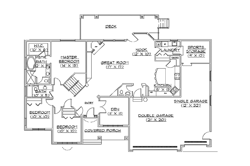 Home Plan - Floor Plan - Main Floor for Traditional House Plan #945-20 - 3 bed, 2.5 bath