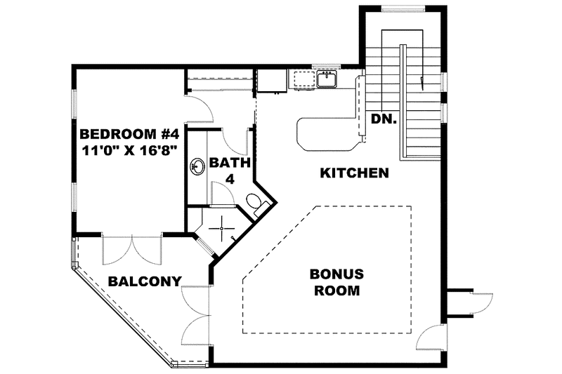 House Blueprint - Floor Plan - Upper Floor for Mediterranean House Plan #1017-105 - 4 bed, 4.5 bath