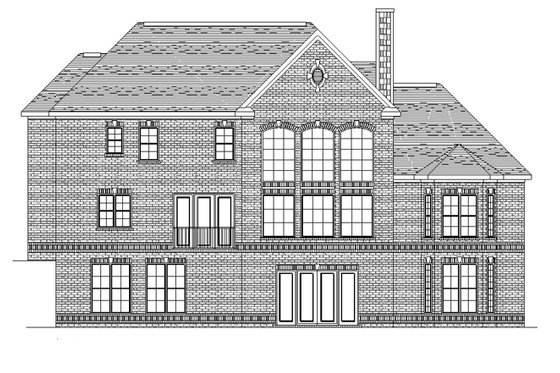 Exterior - Rear Elevation 2 for European House Plan #1057-2 - 4 bed, 3.5 bath