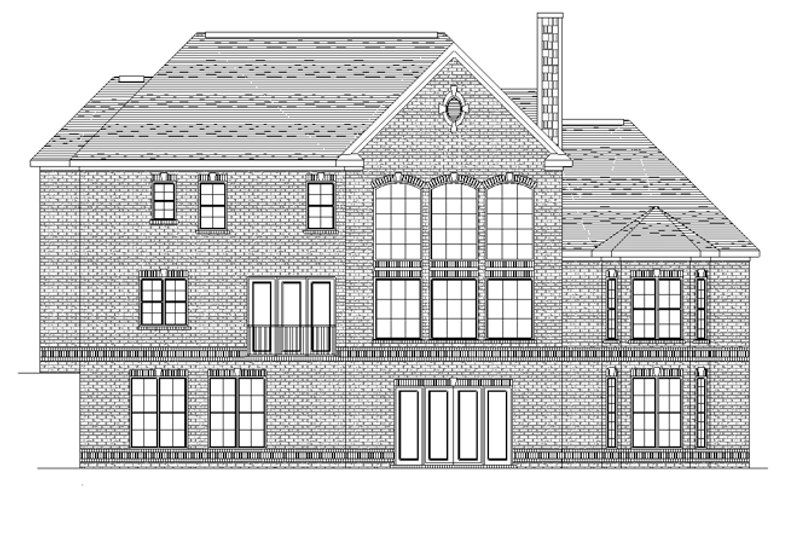 Home Plan - Exterior - Rear Elevation 2 for European House Plan #1057-2 - 4 bed, 3.5 bath
