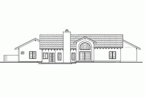 Exterior - Rear Elevation for Mediterranean House Plan #72-131 - 3 bed, 2 bath